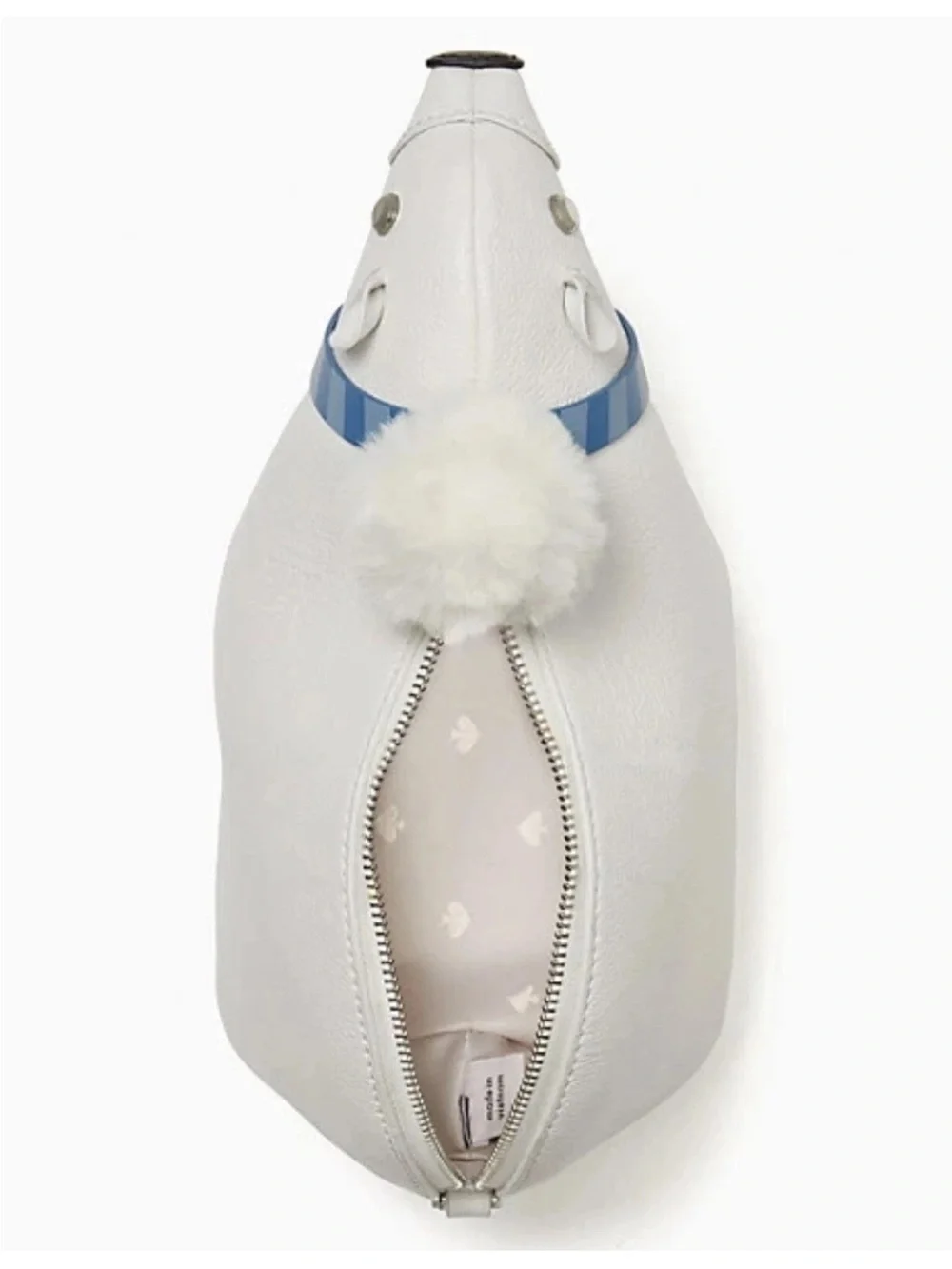 kate spade NWOT White Pebbled Leather Novelty polar bear crossbody Bag